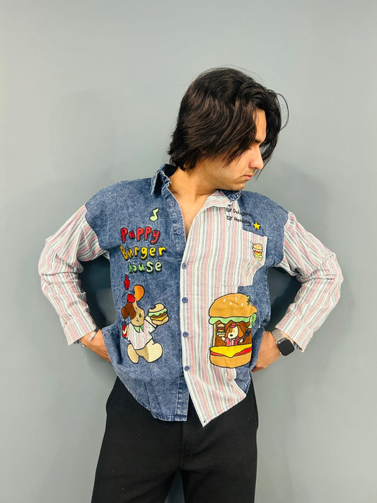 Vintage Burger House Patchwork Shirt