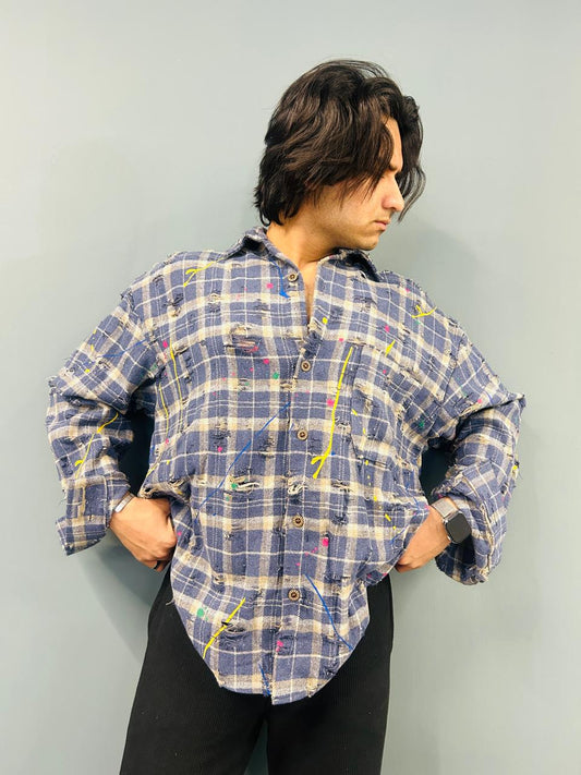 Artistic Grunge Check Shirt