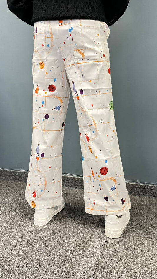 Arctic Vogue - White Printed Pants