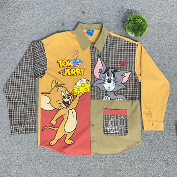 Mustard Tom & Jerry Cartoon Shirt